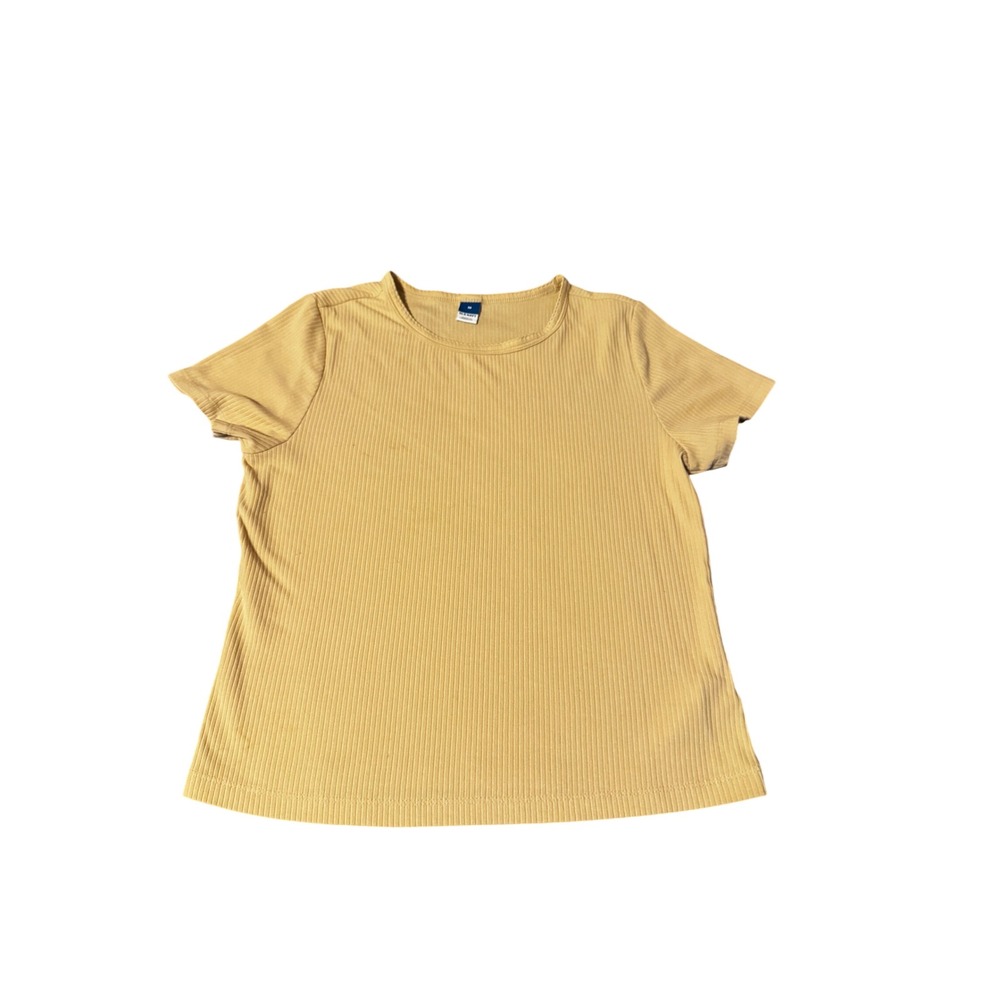 Old Navy Womens Mustard Yellow Ribbed Short Sleeve Crew Neck Tee Size M